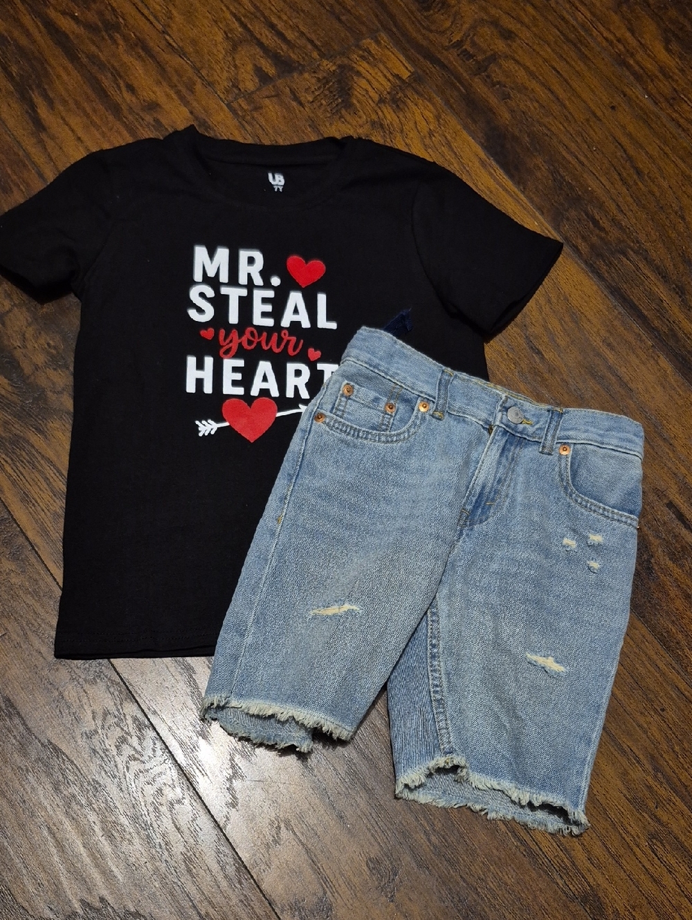 Levi's Black Kids Tee with Red Heart Graphic